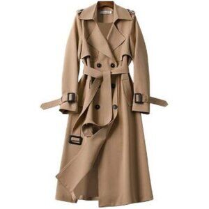 LINXUAN (Amazon Brand) Long Line Trench Coat Jacket - M